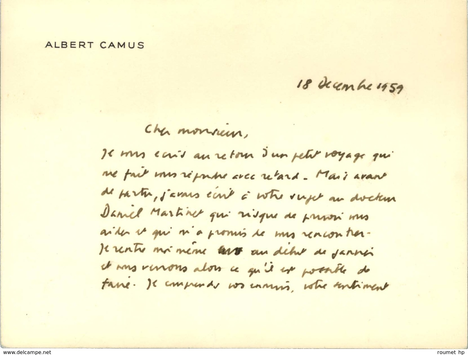 CAMUS Albert (1913-1960), écrivain. - Autres & Non Classés