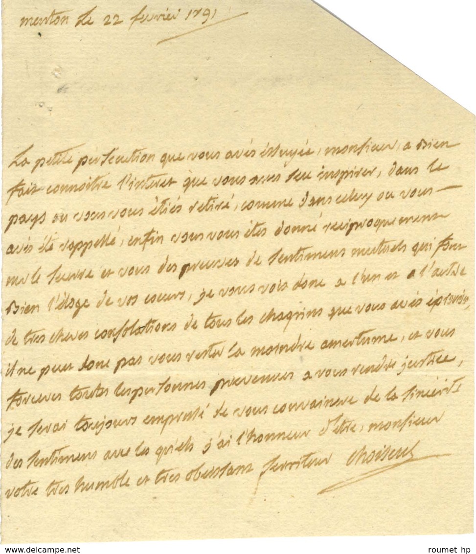 CHOISEUL Claude Antoine Gabriel De (1760-1838), Colonel Des Dragons Ayant Participé à La Fuite De Louis XVI. - Altri & Non Classificati