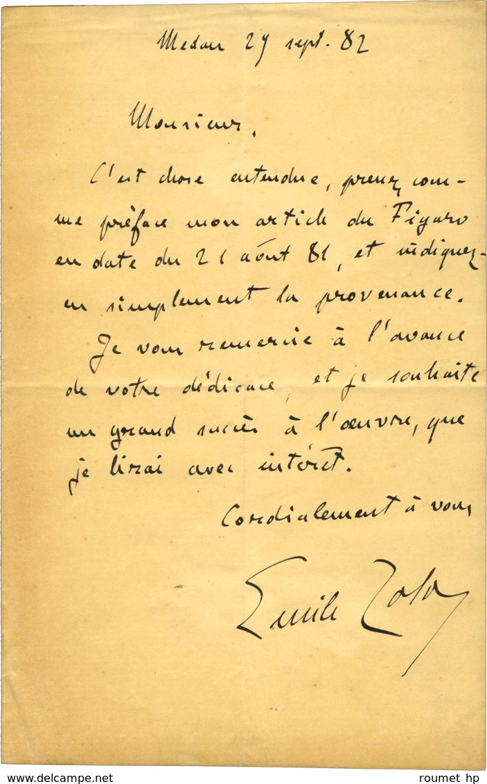 ZOLA Émile (1840-1902), écrivain. - Sonstige & Ohne Zuordnung