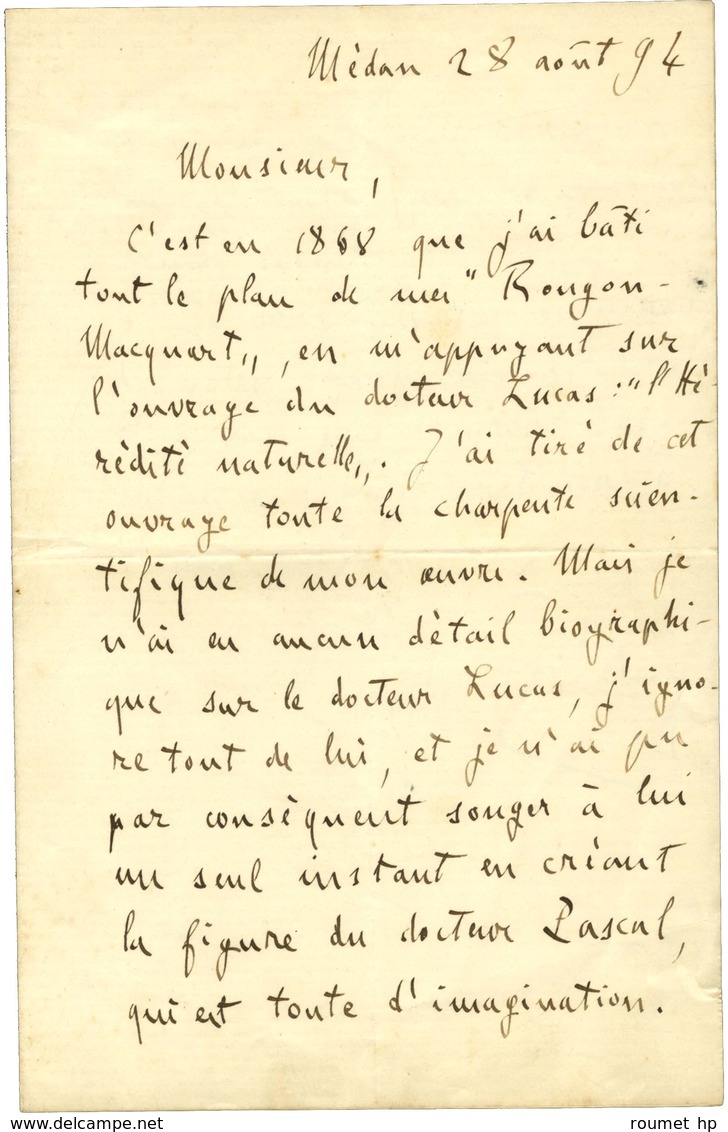 ZOLA Émile (1840-1902), écrivain. - Autres & Non Classés