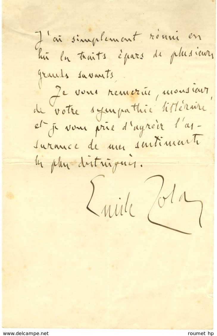 ZOLA Émile (1840-1902), écrivain. - Autres & Non Classés