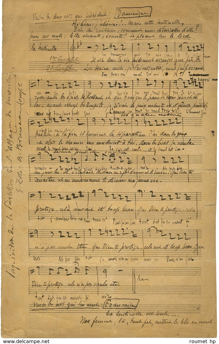 ZOLA Émile (1840-1902), écrivain - BRUNEAU Alfred (1857-1934), Chef D'orchestre Et Compositeur. - Autres & Non Classés