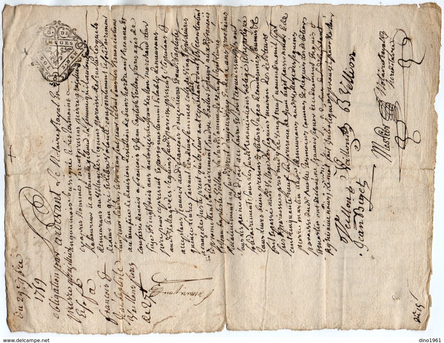 VP13.295 - Cachet Généralité De LIMOGES - RUELLE SUR TOUVRE - Acte De 1759 à Déchiffrer - Cachets Généralité