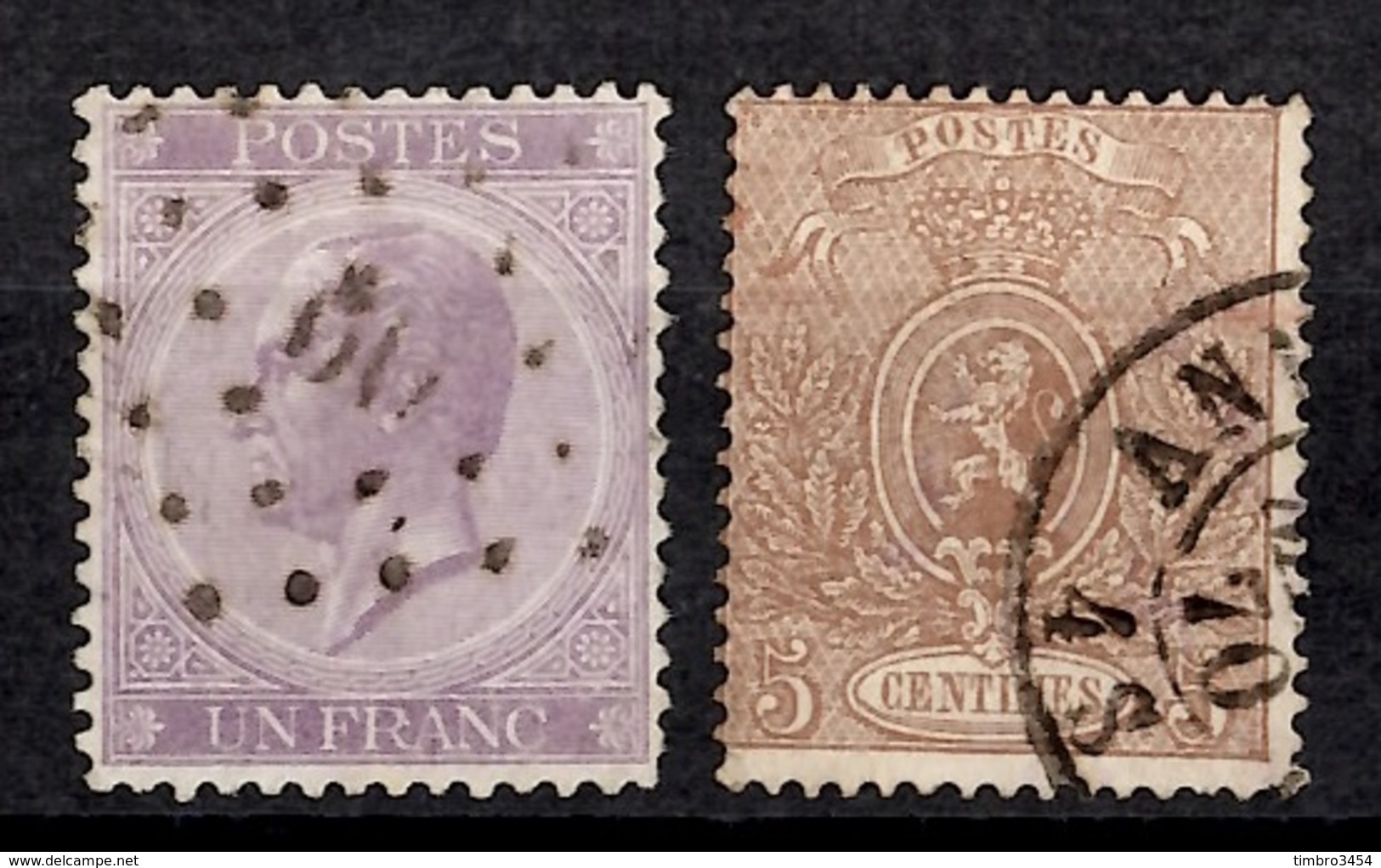 Belgique YT N° 21 Oblitéré (signé Roig) Et N° 25 Oblitéré. B/TB. A Saisir: - 1869-1883 Leopold II