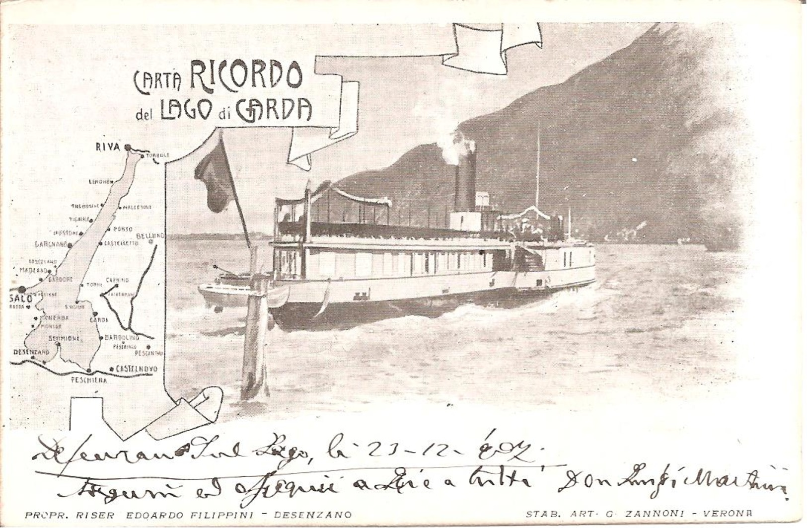 ITALIA - CARTA RICORDO Del LAGO DI GARDA En 1907  (Dos Non Divisé) - Trento