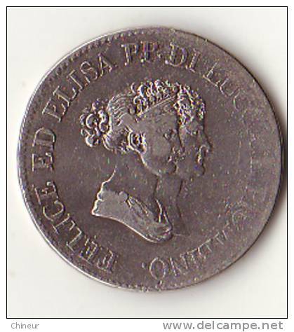 ITALIE LUCCA 5 FRANCHI ARGENT 1805 - Lucca