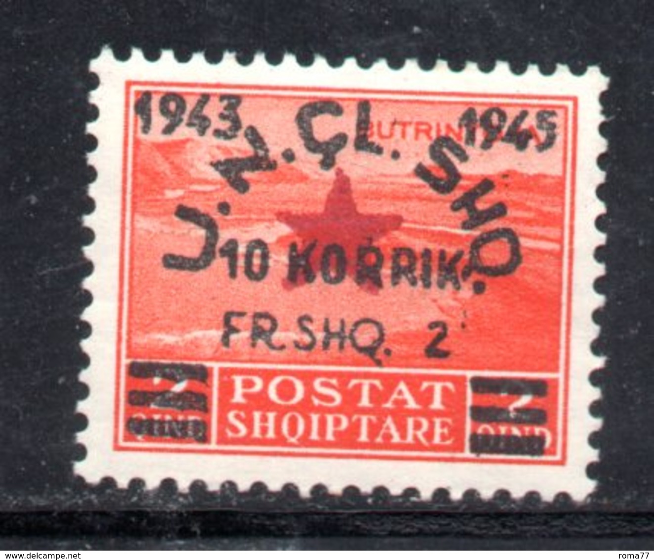 569F/1500 - ALBANIA 1945 , Soprastampato Yvert N. 323  ***  MNH - Albania