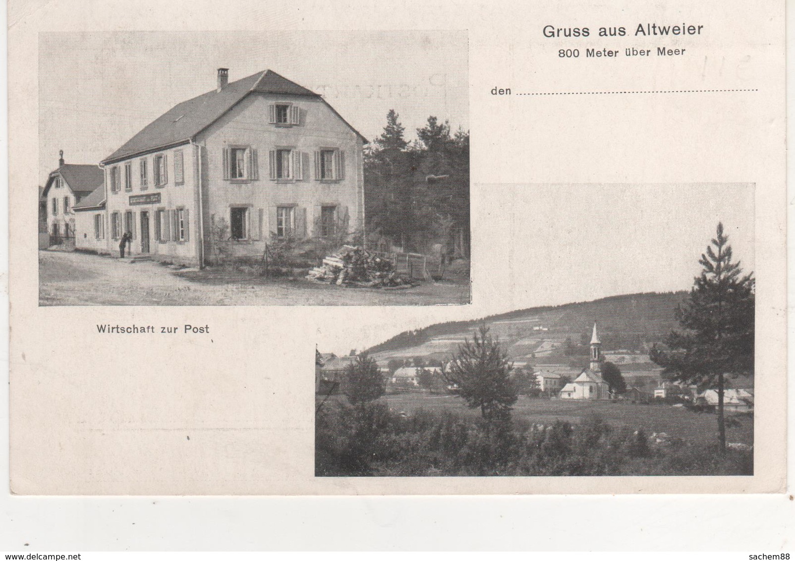 CPA..GRUSS AUS ALTWEIER.POST ET VUE GENERALE. - Autres & Non Classés