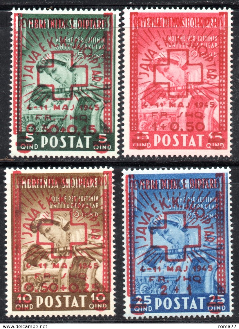 572/1500 - ALBANIA 1945 , Red Cross Serie Yvert N. 326/329 MNH (Mi#375-378) *** Croce Rossa - Albania