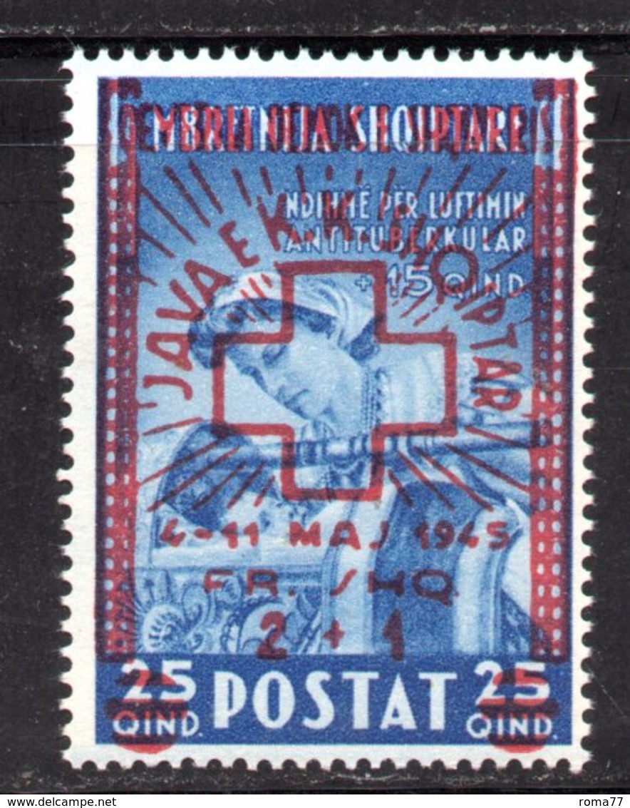 573D/1500 - ALBANIA 1945 , Soprastampato Serie Yvert N. 329  ***  MNH Croce Rossa - Albania