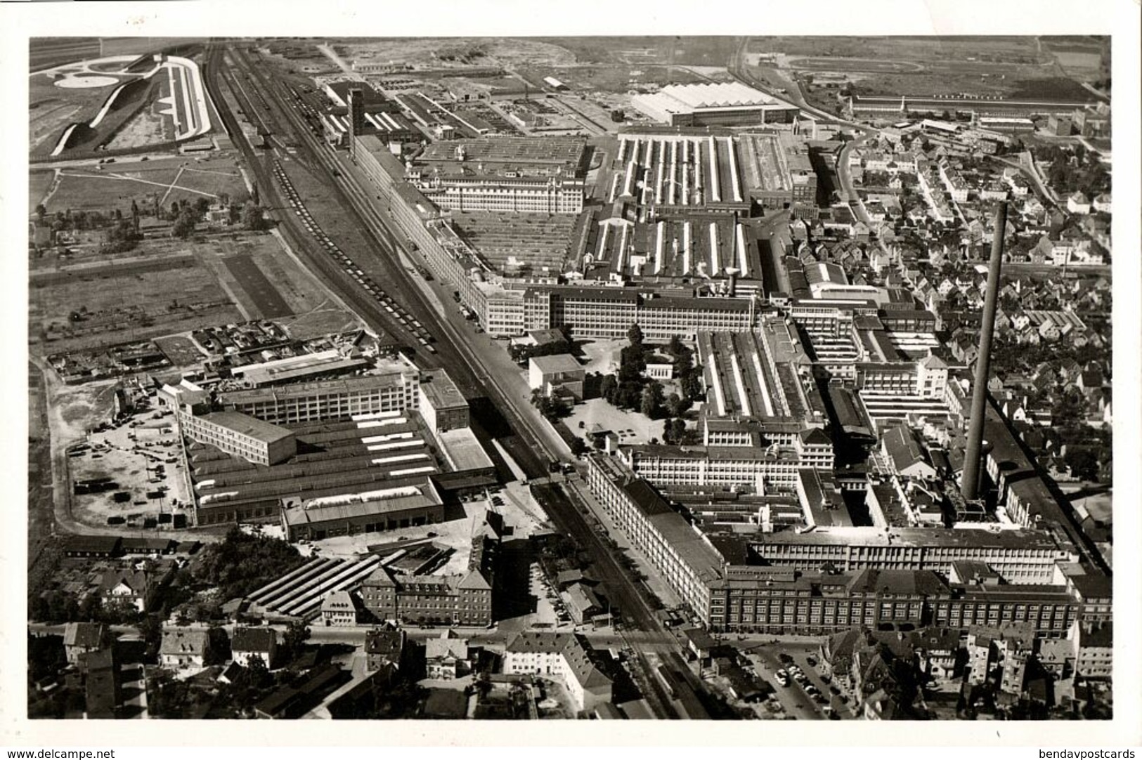 RÜSSELSHEIM Am Main, Blick Auf Die Opelwerke (1950s) Luftbild AK (1) - Ruesselsheim