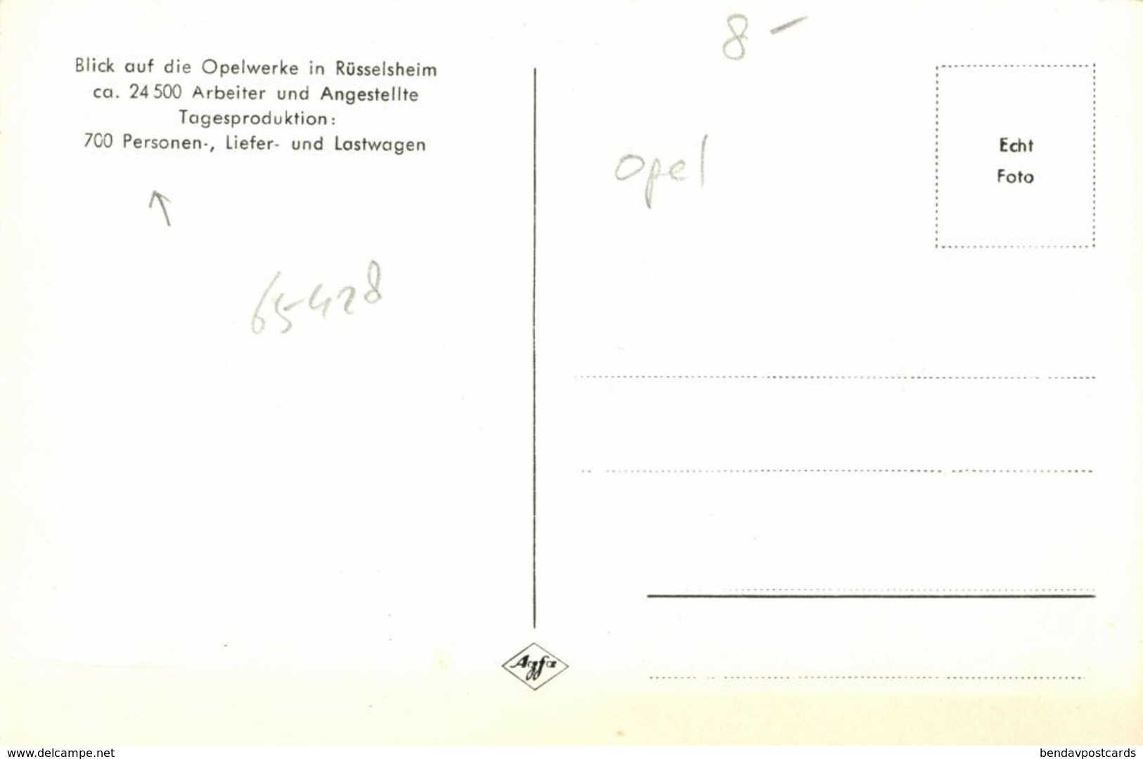 RÜSSELSHEIM Am Main, Blick Auf Die Opelwerke (1950s) Luftbild AK (1) - Ruesselsheim