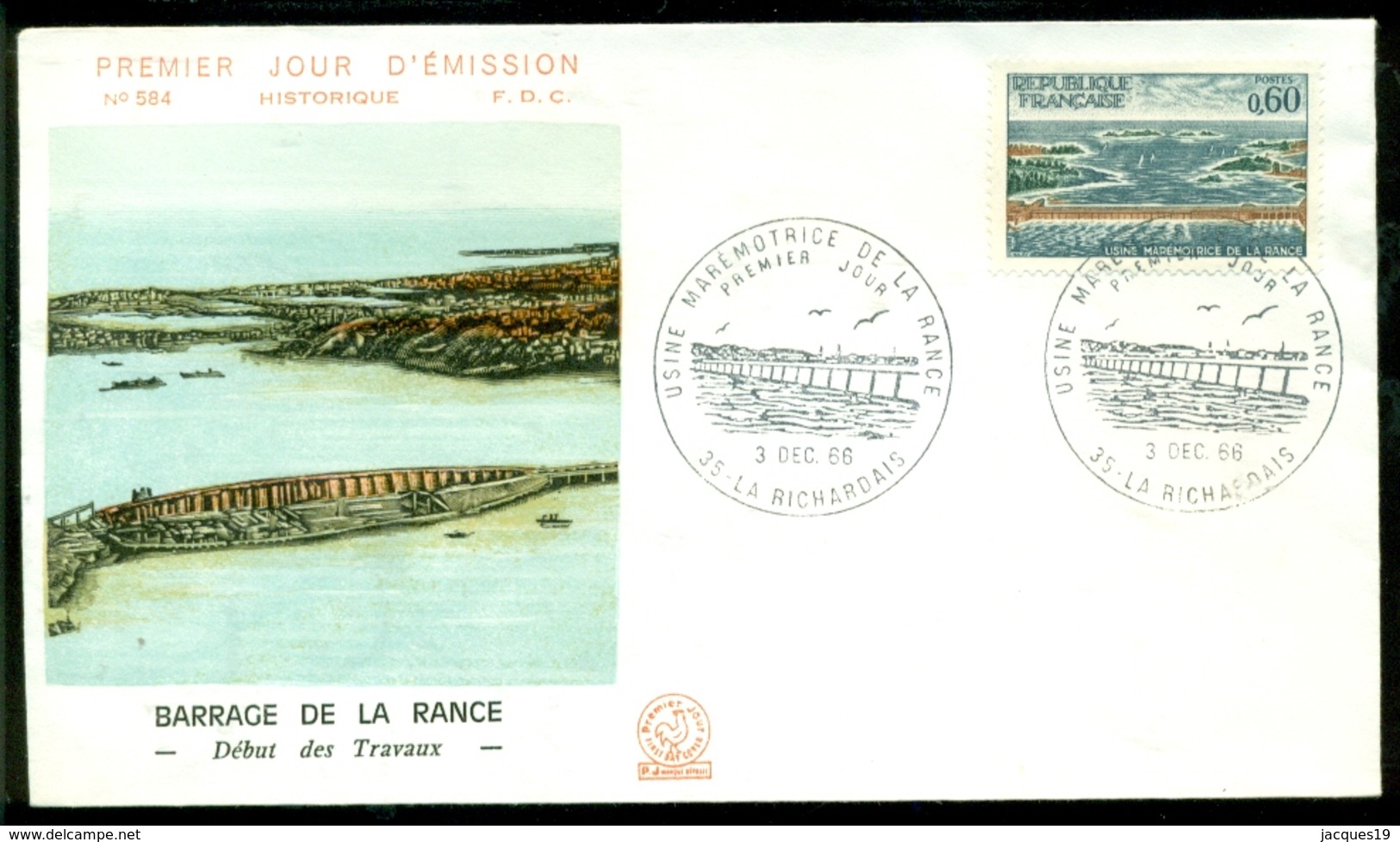 France 1966 FDC Barrage De La Rance - 1960-1969