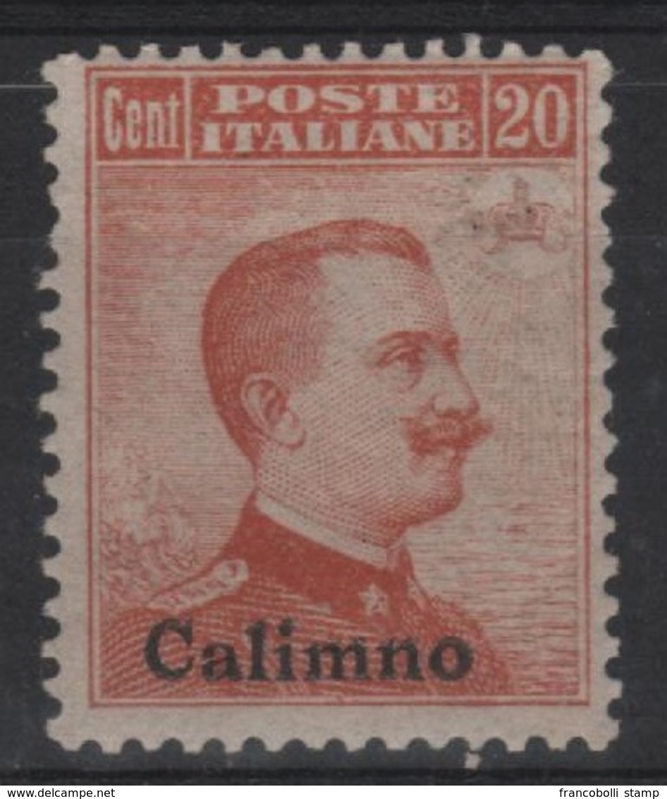 1917 Egeo Calimno 20 C. MH Sassone Nr.9 Senza Filigrana - Aegean (Stampalia)