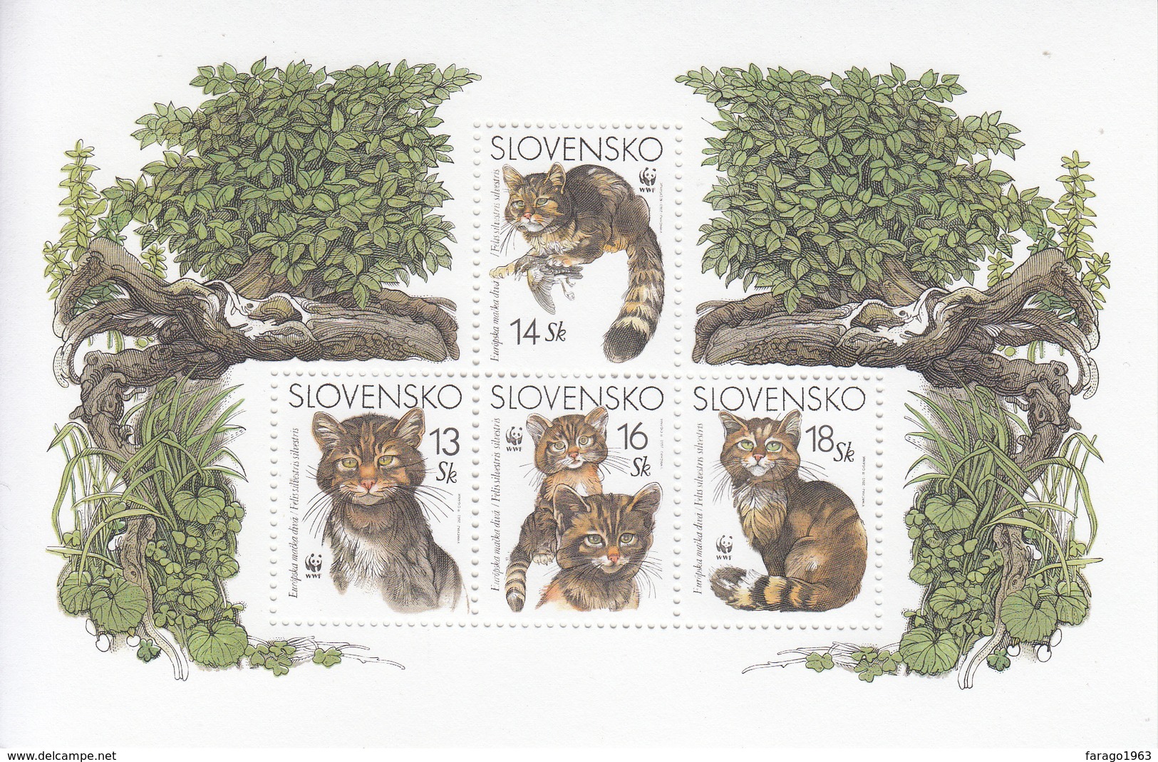 2003 Slovakia WWF Cats Miniature Sheet Of 4 MNH - Unused Stamps