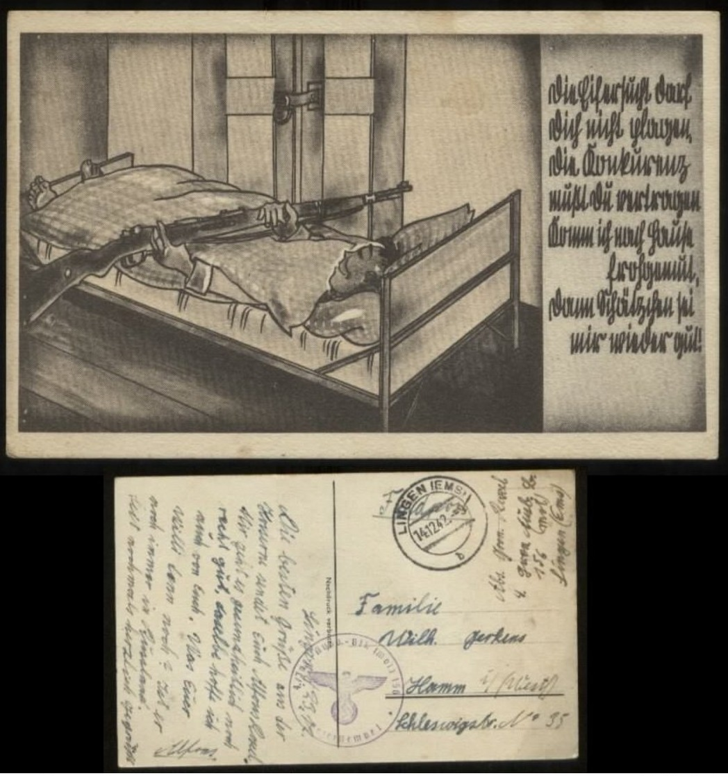 Propaganda - Feldpost Heer Humor Postkarte: Soldatenbraut, Gebraucht Lingen Ems - Hamm 1942 , Bedarfserhaltung. - Briefe U. Dokumente