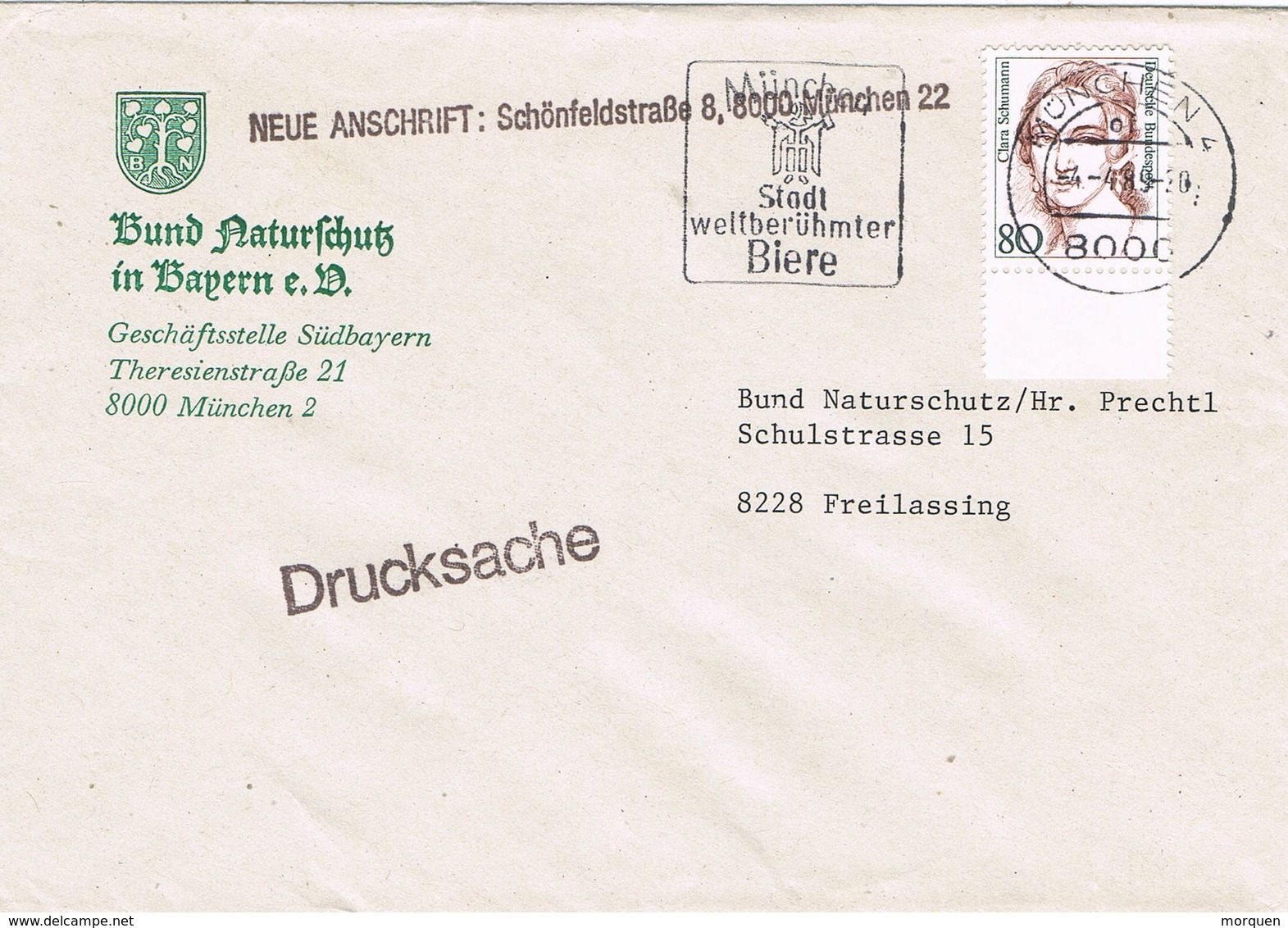 30389. Carta Drucksache MUNCHEN (Alemania Federal) 1989. Biere, Cerveza - Cartas & Documentos