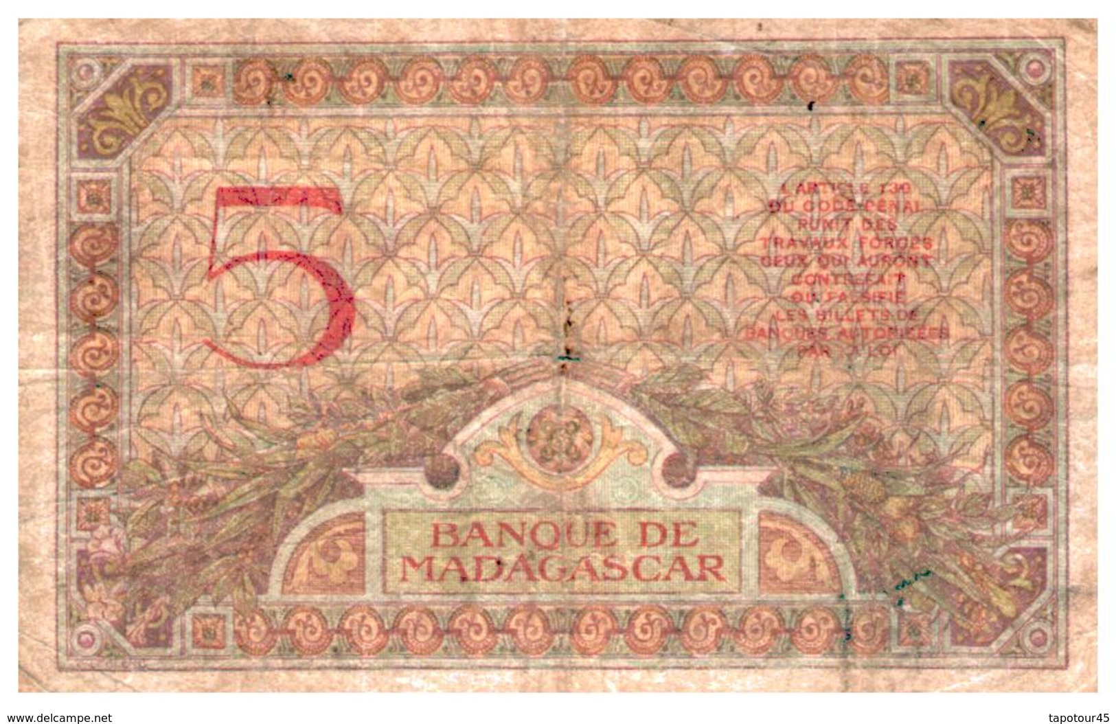 Billets > Madagascar 5  Francs - Madagascar