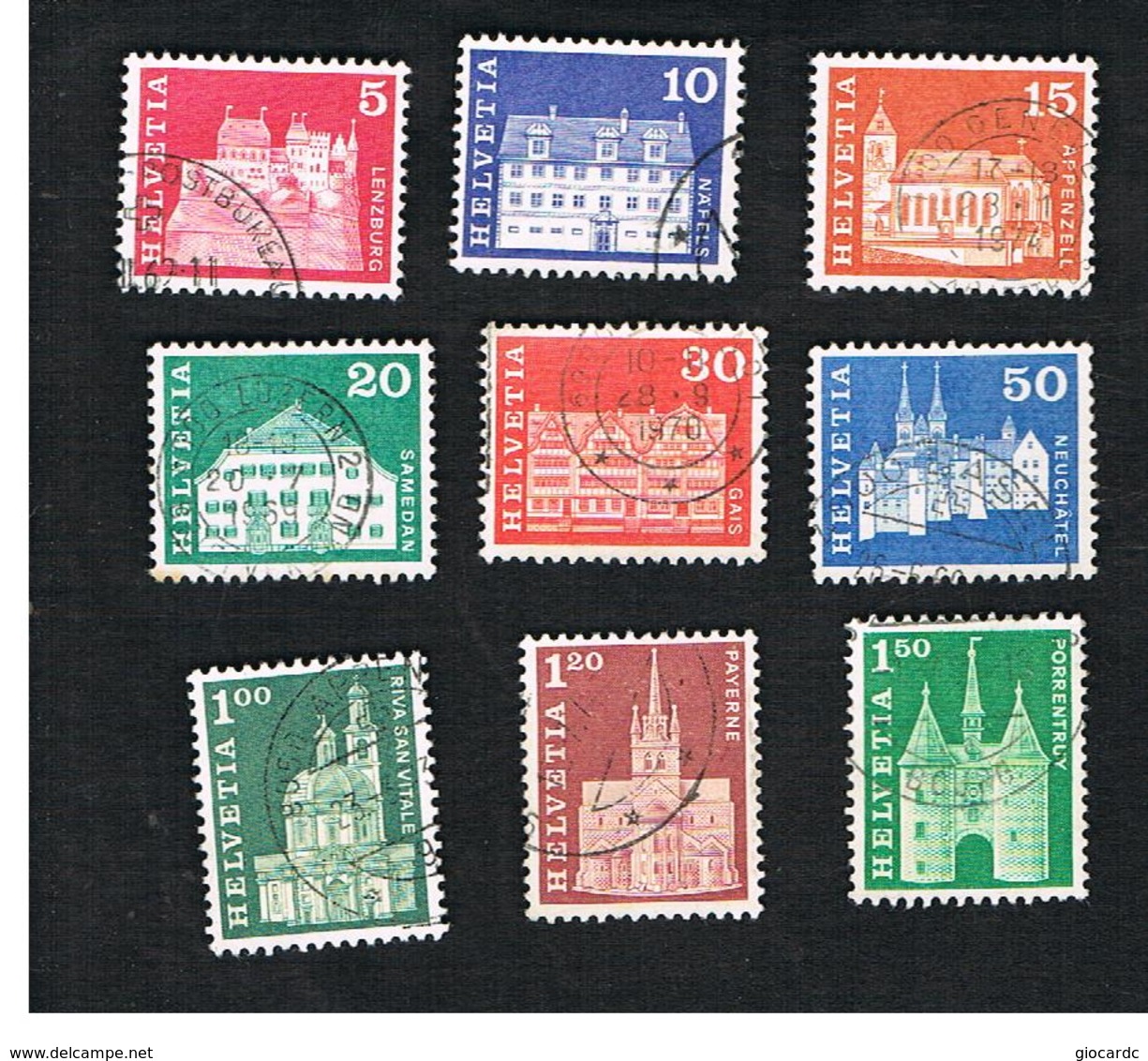 SVIZZERA (SWITZERLAND) - SG 698.708  -  1968  MONUMENTS:  - USED - Usados