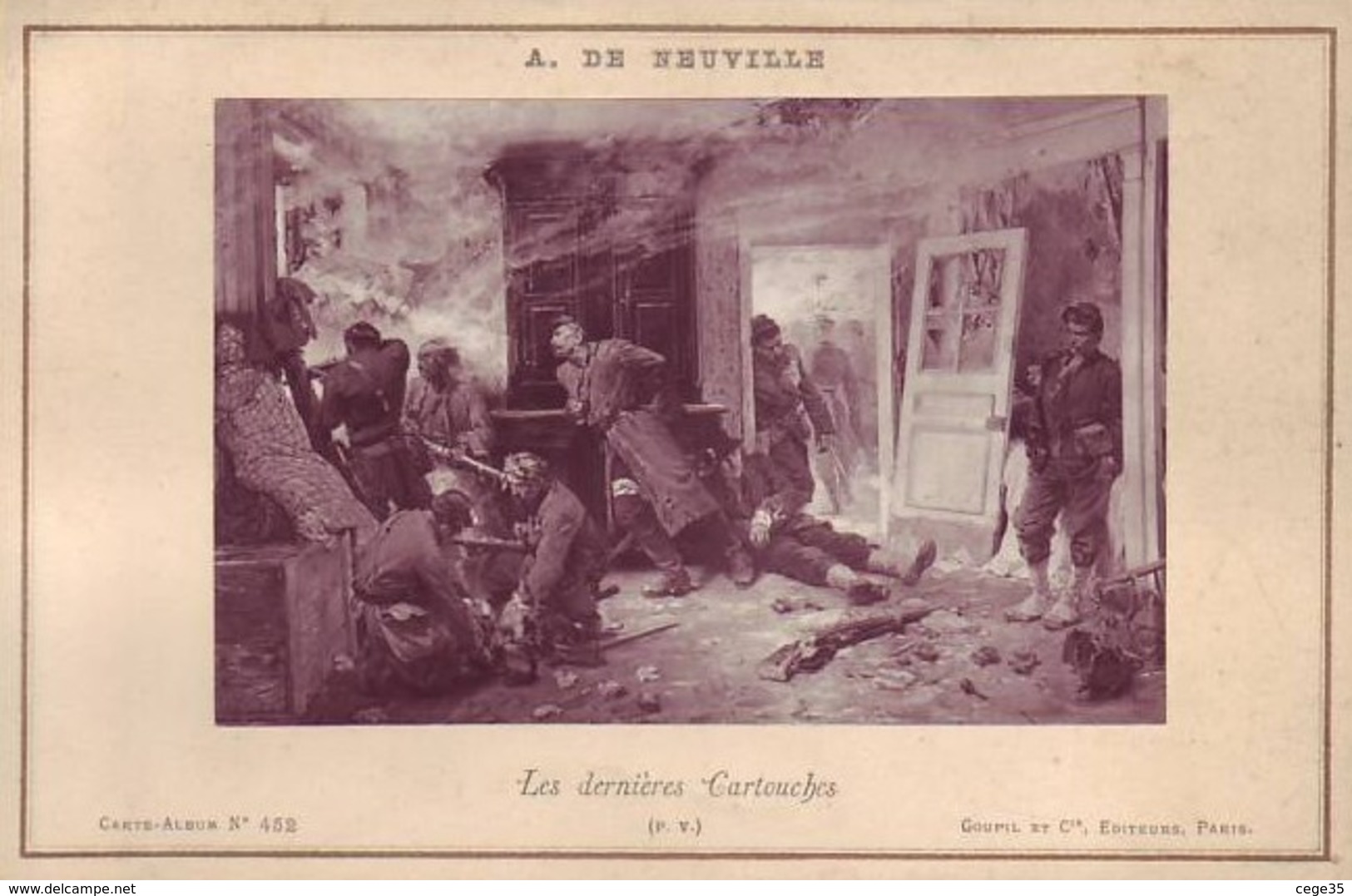 Photographie Sur Carton Fort - Les Dernières Cartouches - Peinture De 1873  De A De Neuville - Militaria - Anciennes (Av. 1900)