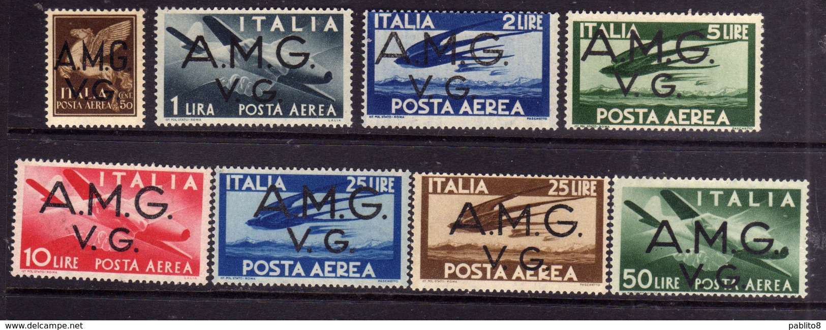 VENEZIA GIULIA 1945 - 1947 TRIESTE AMG VG POSTA AEREA AIR MAIL SERIE COMPLETA COMPLETE SET MNH - Fiscaux