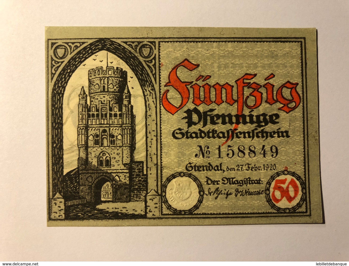 Allemagne Notgeld Stendal 50 Pfennig - Collections