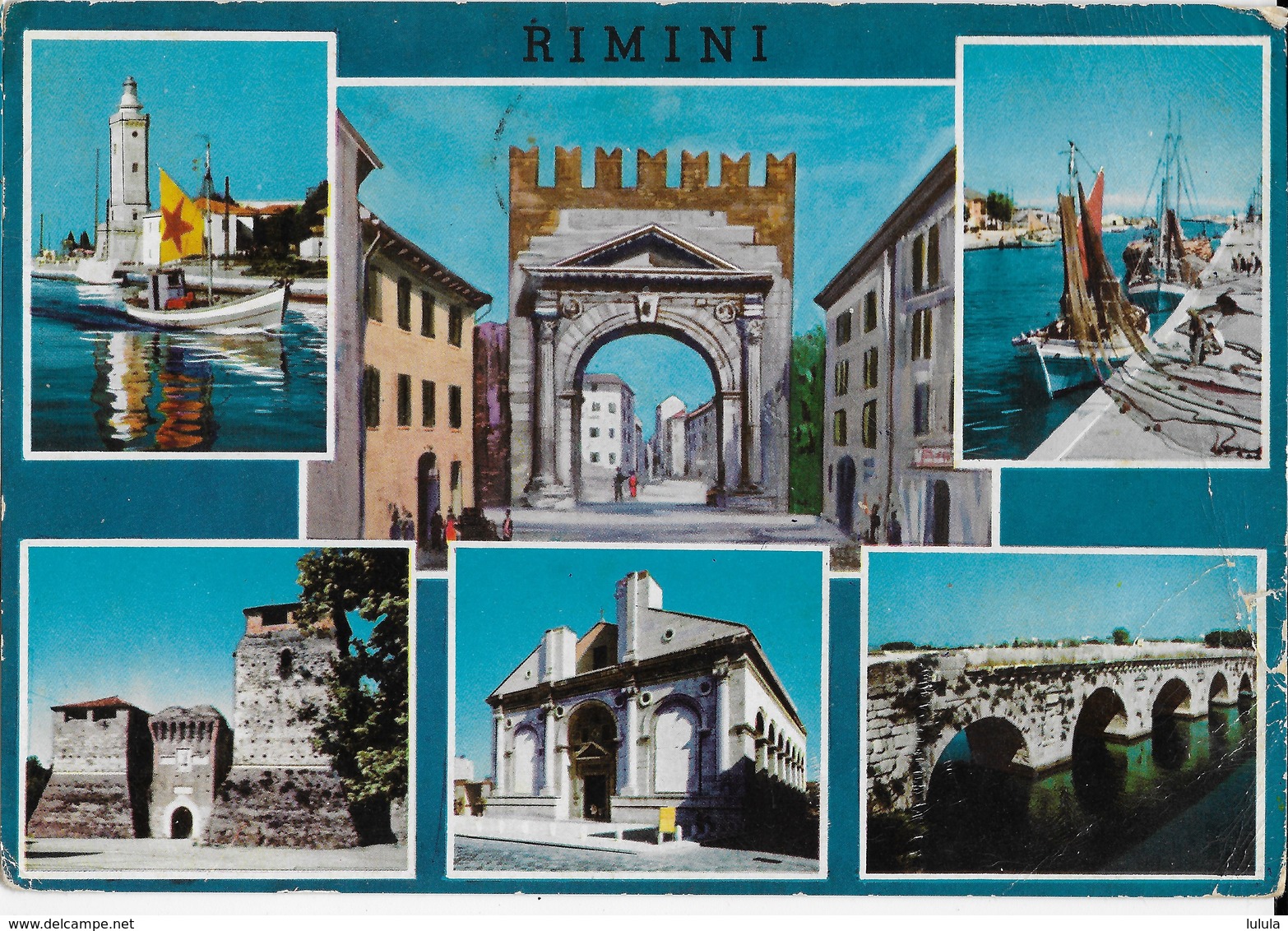 1964 Italy To Israel Vintage Postcard Rimini Multiview - Rimini