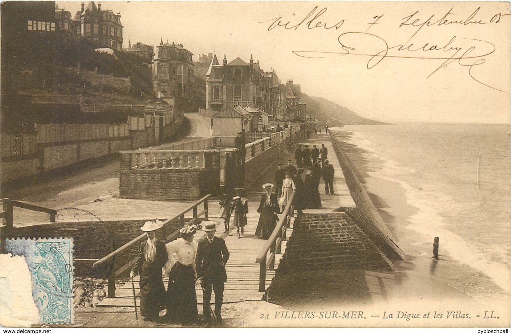 2 CPA 14 Calvados Villers Sur Mer La Digue Et Les Villas - 24 - LL. - Normandie Circulée 1905 + La Plage 1914 - Villers Sur Mer