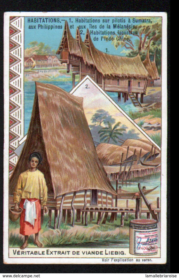 LIEBIG , S 753, Habitations, Habitations Sur Pilotis à Sumatra Aux Philippines Et Aux Iles De La Melanesie, Habitations - Liebig