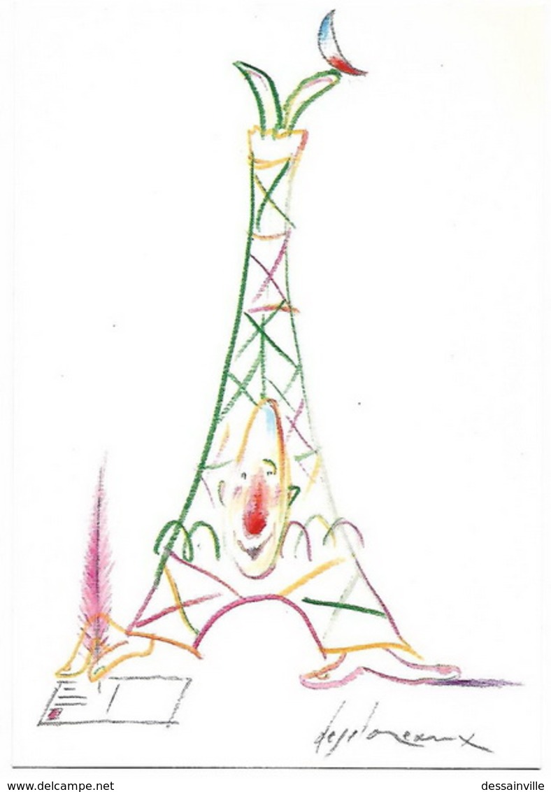 Illustrateur DESCLOZEAUX - 1989 Centenaire Tour Eiffel Et Carte Postale Illustrée - Desclozeaux