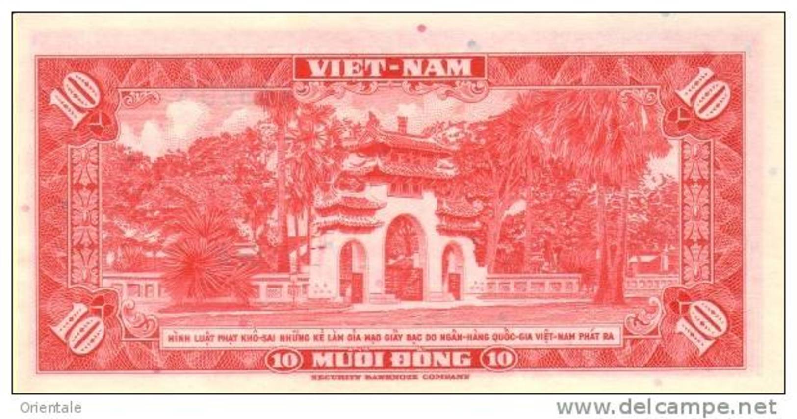 VIETNAM SOUTH  P. 5a 10 D 1962 UNC - Vietnam