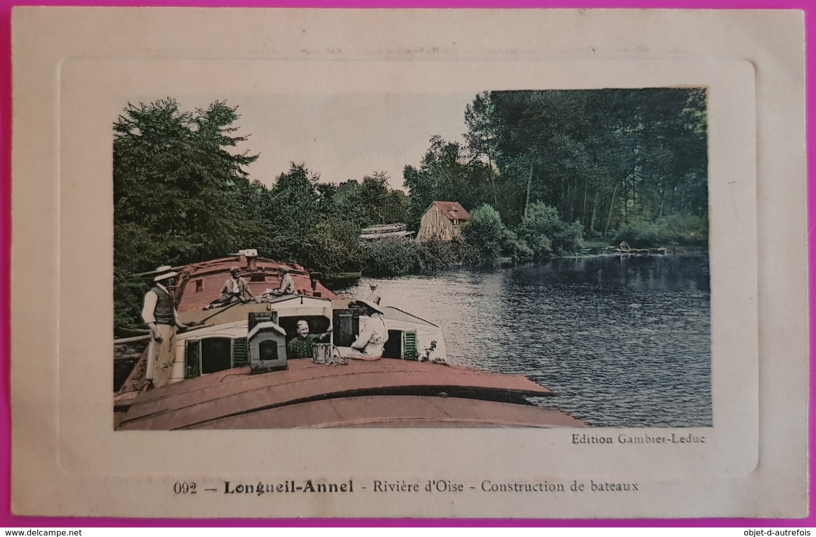 Cpa Longueil Annel Construction Bateaux Péniche Rare Carte Postale 60 Oise Proche Janville Thourotte Giraumont - Longueil Annel