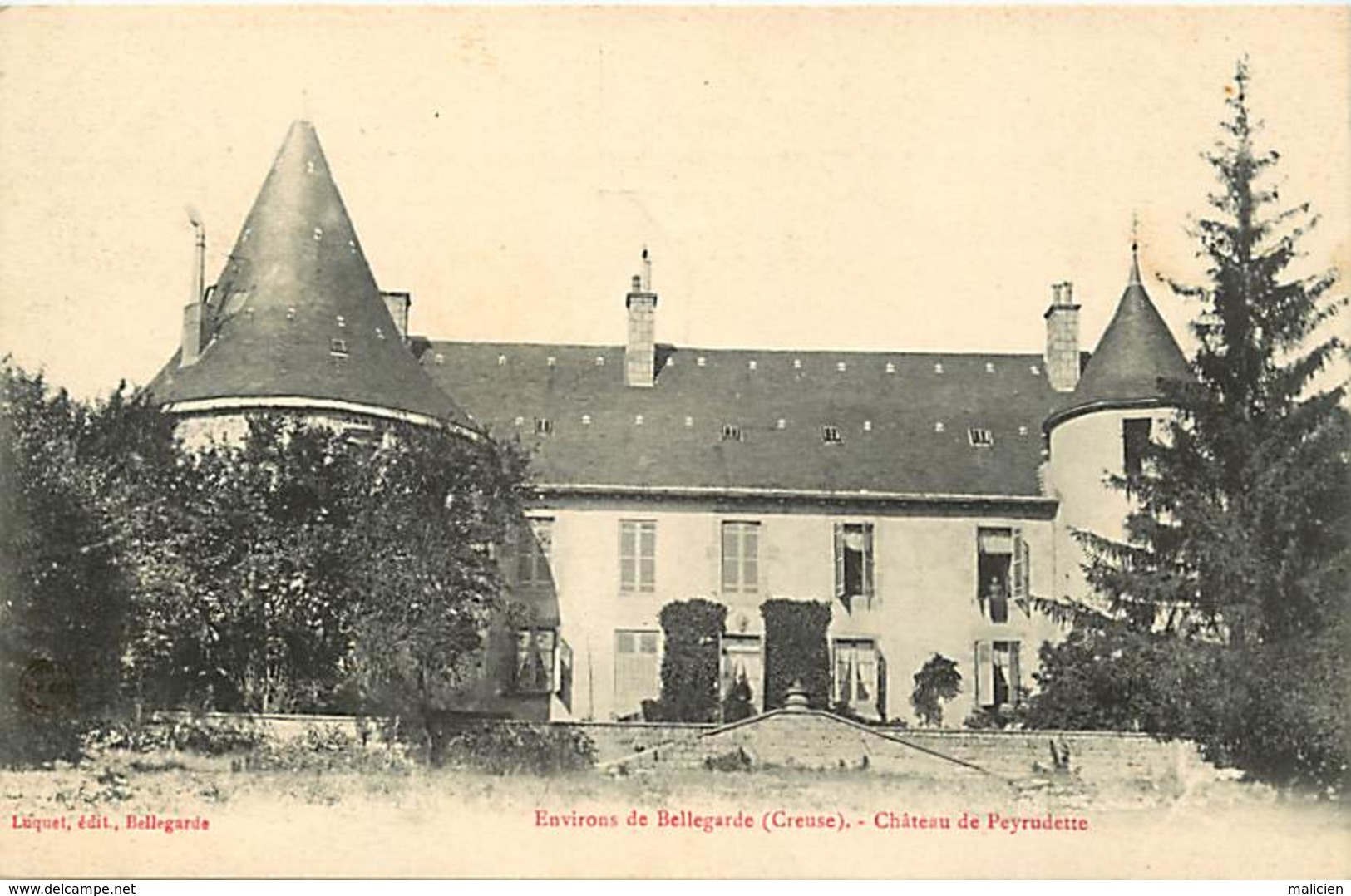 - Dpts Div.-ref-AE03- Creuse - Bellegarde - Environs - Chateau Peyrudette - Chateaux - Carte Bon Etat - - Bellegarde