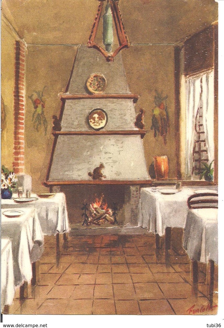 IL CUCOLO " Saletta Della Caccia- TORINO ; Di Luigi CUCCO, Firmata Da Illustratore,colori,viaggiata 1959,. - Bares, Hoteles Y Restaurantes