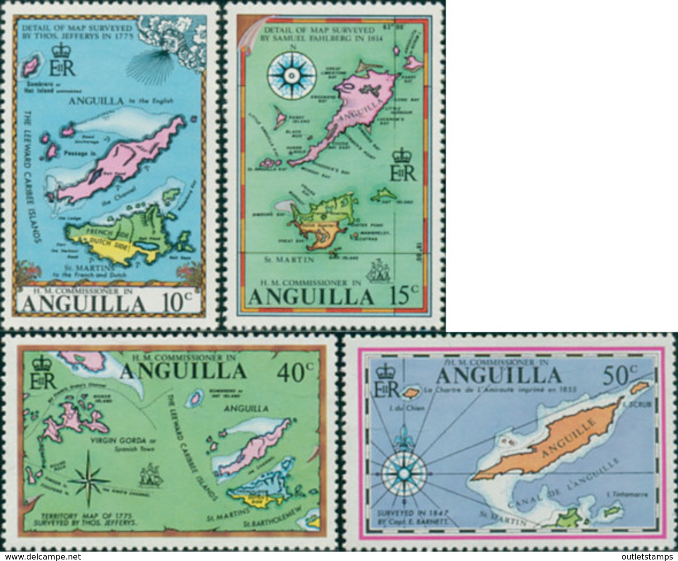 Ref. 163603 * NEW *  - ANGUILLA . 1972. ANCIENT MAPS. MAPAS ANTIGUOS - Anguilla (1968-...)