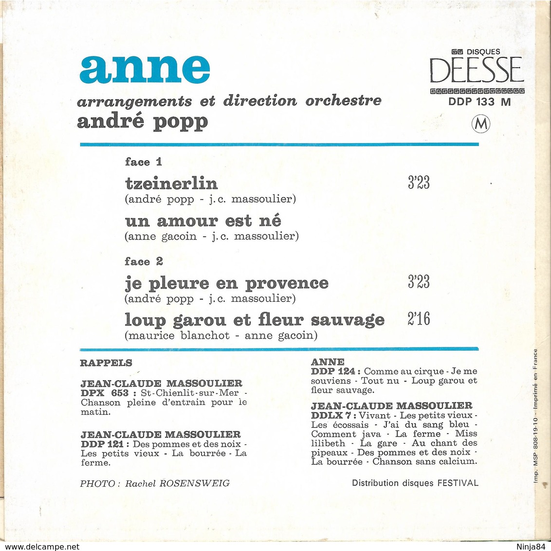 EP 45 RPM (7")  Anne  "  Tzeinerlin  " - Other - French Music