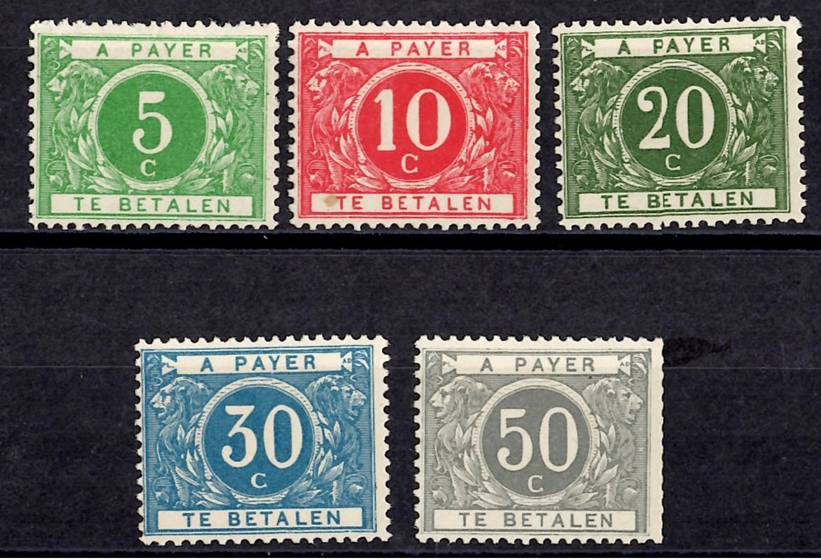 Belgique Timbres Taxe YT N° 12/16 Neufs *. Bonne Série! B/TB. A Saisir! - Timbres