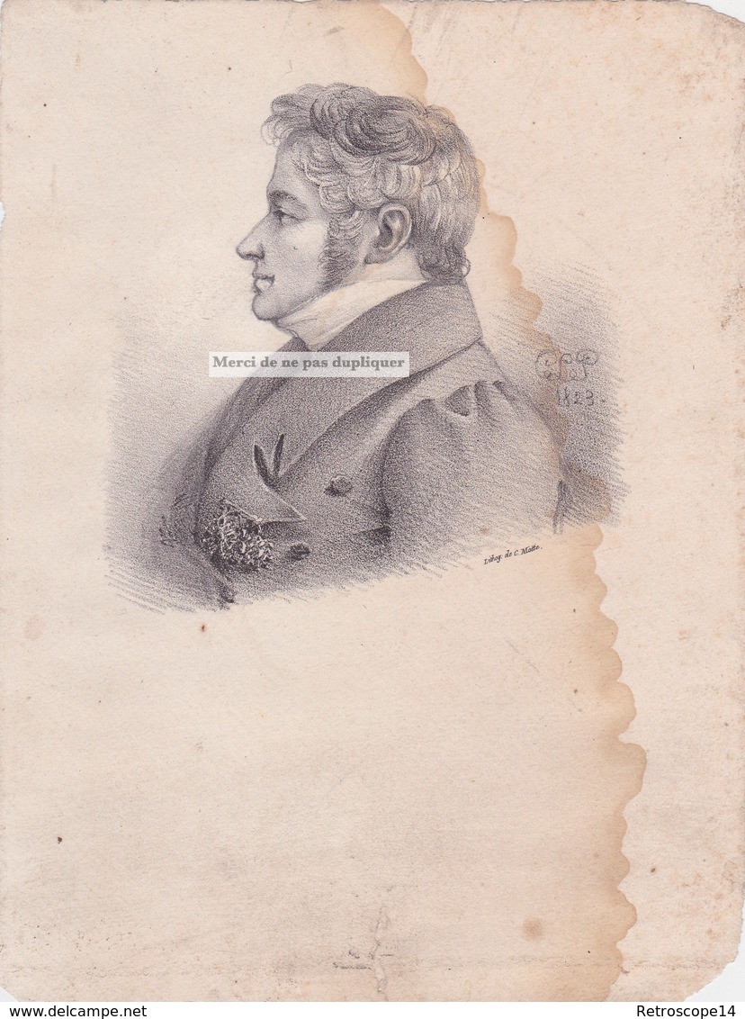 LITHOGRAPHIE 1823 LOUIS PHILIPPE Par CHARLES MOTTE. Orléans - Lithographies