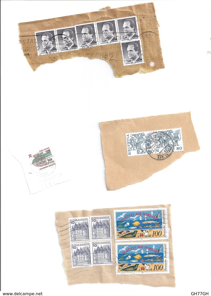 LOT 300 TIMBRES SUR DECOUPES D'ENVELOPPES -scans joints -MONDE dont France Allemagne Suisse Espagne Italie Amériques etc