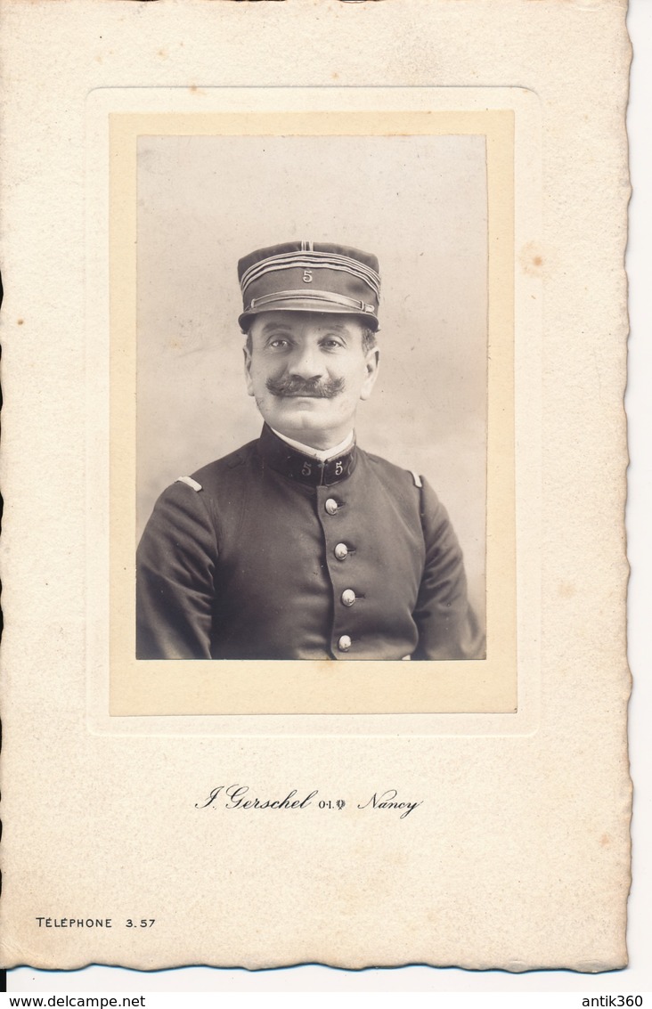 Photo Ancienne Portrait D'un Capitaine En Tenue Militaire 5e Régiment 1914 Photographie Gerschel Nancy Format 11x17cm - Autres & Non Classés