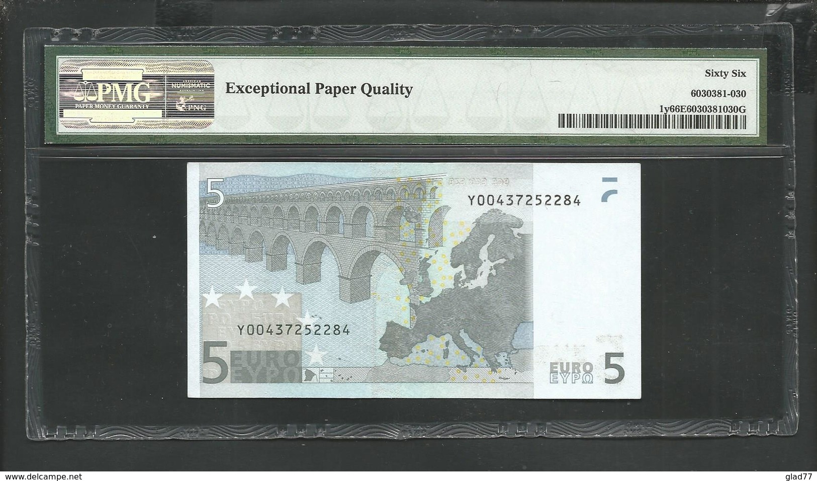 Greece  "Y"  5  EURO Duinseberg Signature! Printer P005H2!! PMG 66 EPQ (Exceptional Paper Quality!) GEM UNC! - 5 Euro