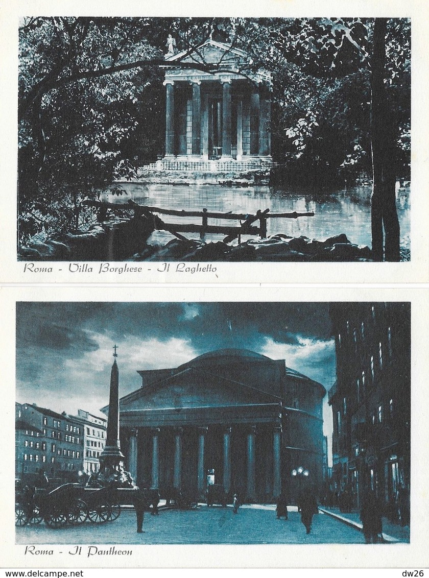 Rome, Roma (Citta del Vaticano, Colosseo, Accademia Fascista, Castel, Teatro - Lot de 25 cartes cyan non circulées