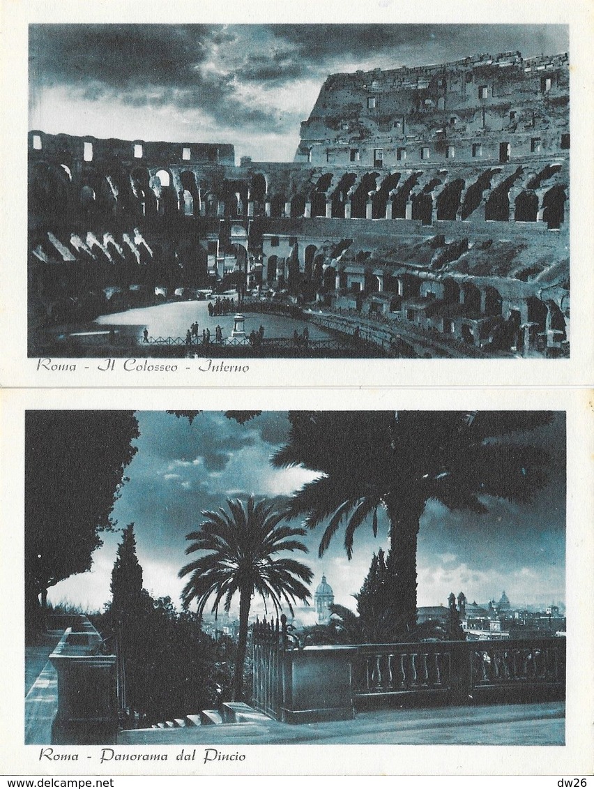 Rome, Roma (Citta del Vaticano, Colosseo, Accademia Fascista, Castel, Teatro - Lot de 25 cartes cyan non circulées