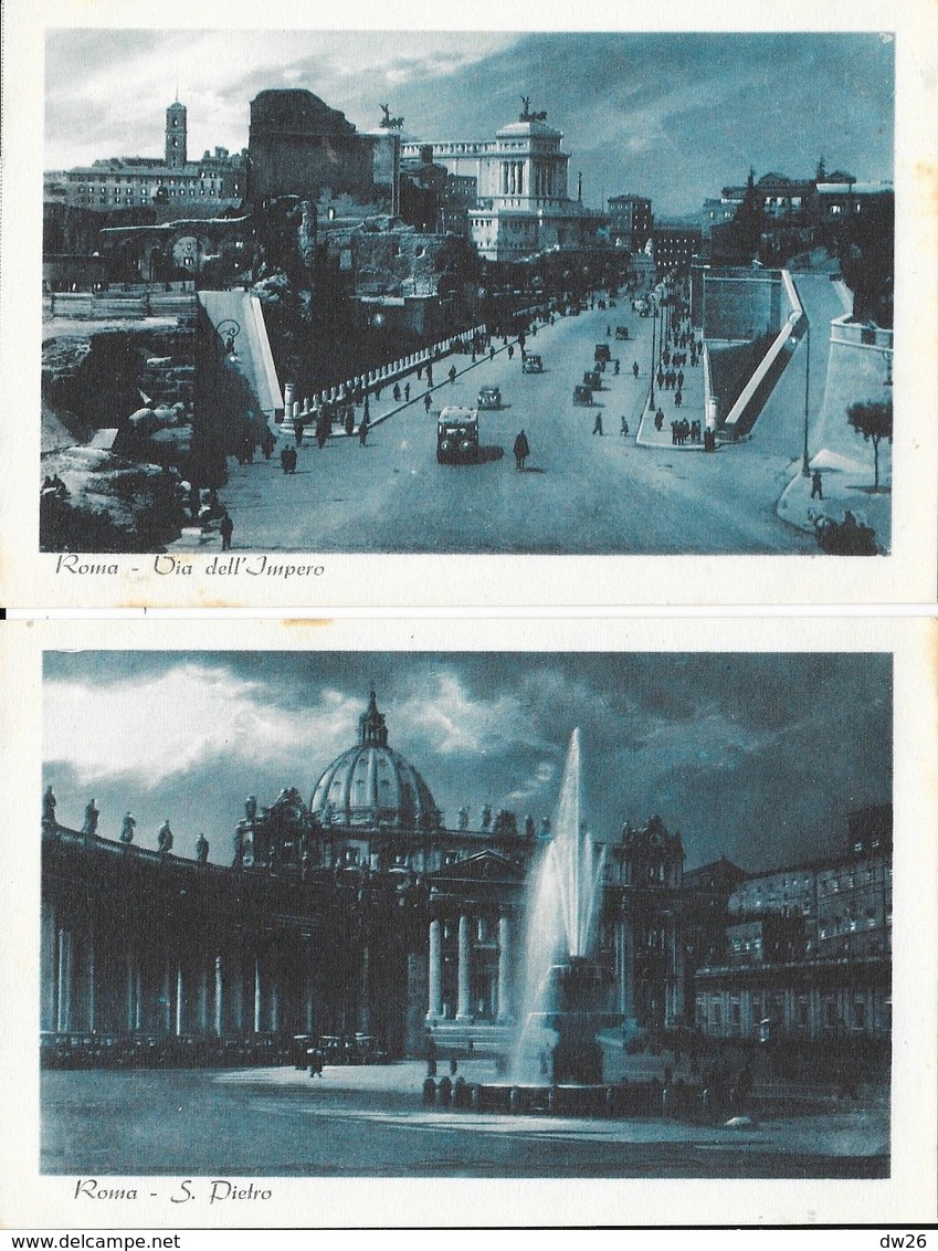 Rome, Roma (Citta del Vaticano, Colosseo, Accademia Fascista, Castel, Teatro - Lot de 25 cartes cyan non circulées