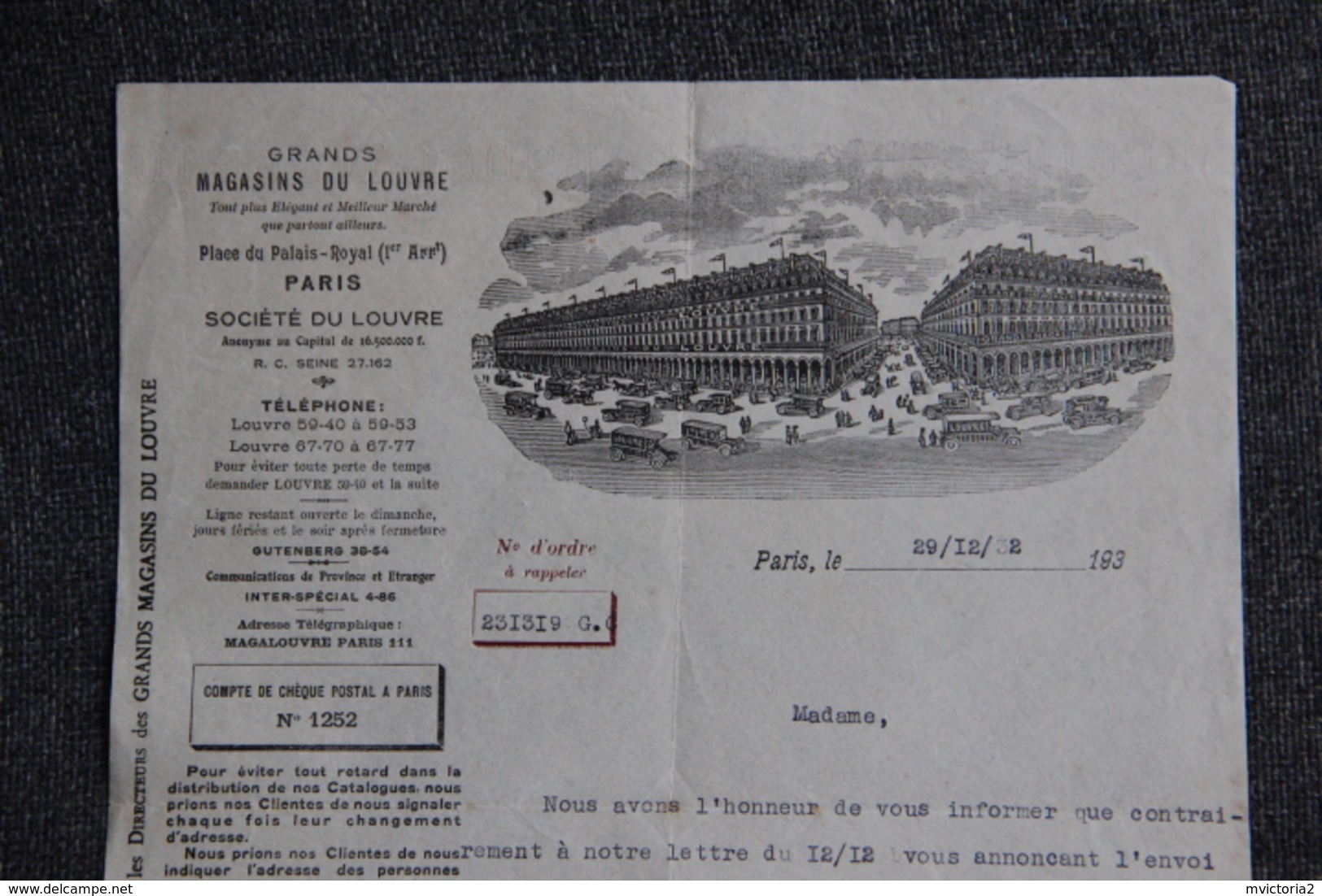 Facture Ancienne - PARIS, Grands Magasins Du LOUVRE - 1900 – 1949