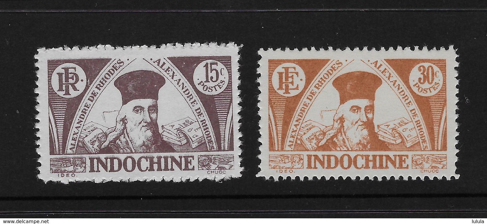 Indo-China 1943 Alexandre De Rhodes Set Mint Scott 238, 239a - Unused Stamps