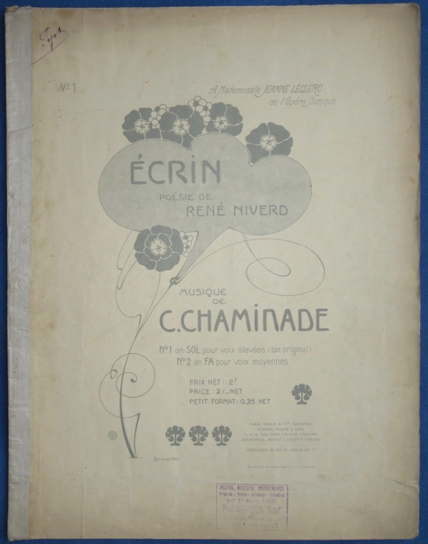 CÉCILE CHAMINADE PIANO GF PARTITION ÉCRIN RENÉ NIVERD 1902 ILL MOREL JEANNE LECLERC - Autres & Non Classés