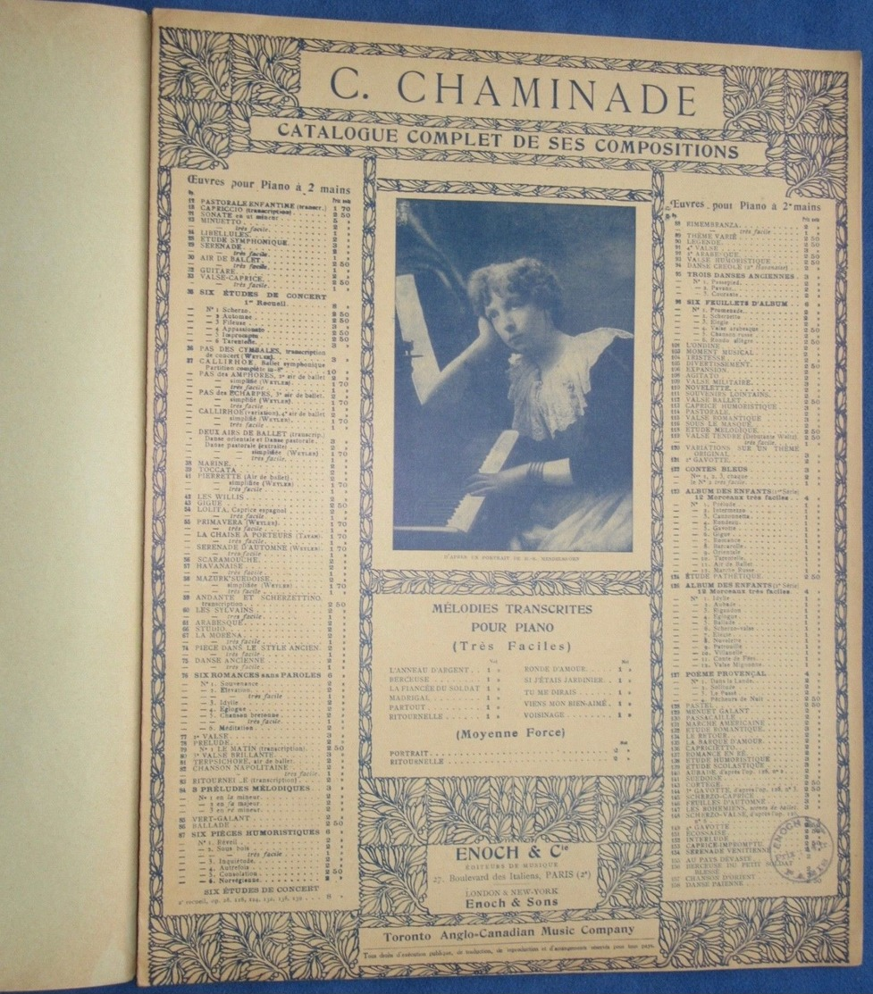 CÉCILE CHAMINADE PIANO GF PARTITION***LES SYLVAINS OPUS 60 GABRIELLE TURPIN 1909 - Autres & Non Classés