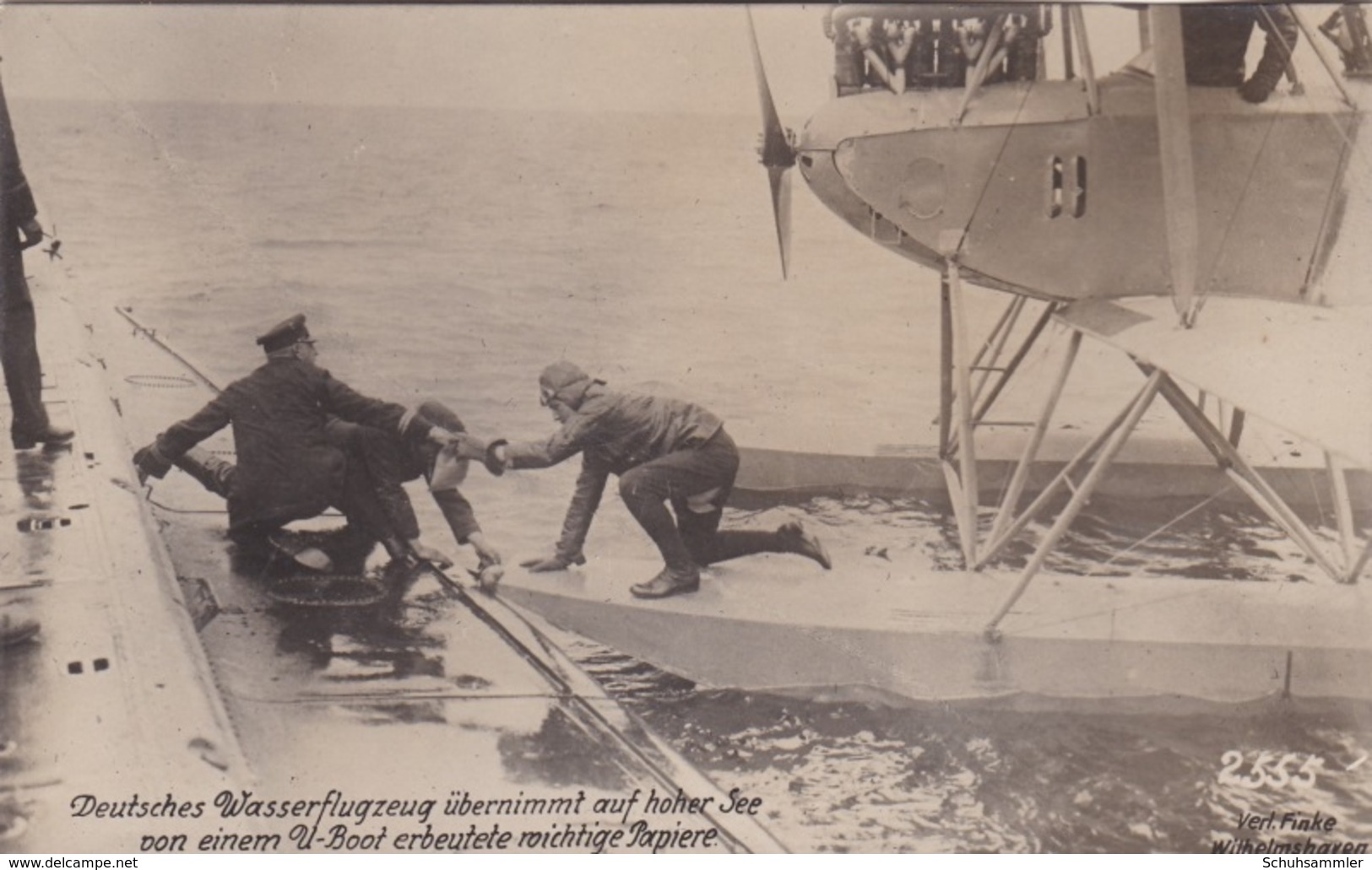 Alte Ansichtskarte Deutsches Wasserflugzeug übernimmt Von Einem U-Boot Erbeutete Papiere - Krieg