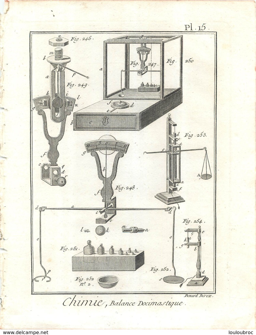 PLANCHE ORIGINALE  CHIMIE BALANCE DOCIMASTIQUE BENARD DIREX  FORMAT 25 X 20 CM PLANCHE 15 - Autres Plans